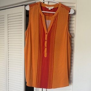 Chic Sleeveless Blouse in Red and Orange